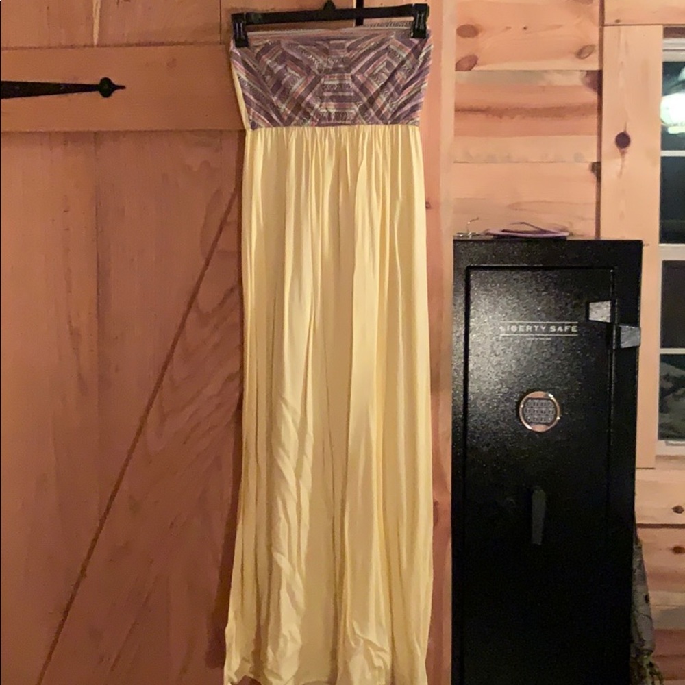 Yellow Strapless Maxi